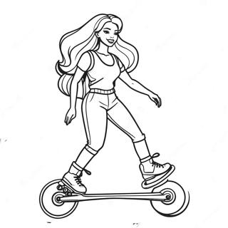 Sportig 90 Tals Barbie Pa Rullskridskor Malarbild 117314-52645