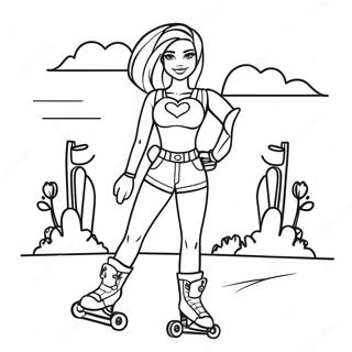 Sportig 90 Tals Barbie Pa Rullskridskor Malarbild 117314-52646