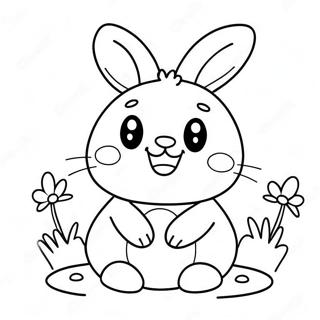 Kawaii Kanin Med Ett Stort Leende Malarbild 117858 53068