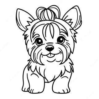 Realistisk Yorkie Med Rosett Malarbild 118116 53261