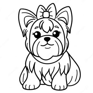 Realistisk Yorkie Med Rosett Malarbild 118116 53262