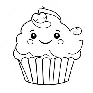 Sot Cupcake Med Leende Ansikte Malarbild 11901-2052