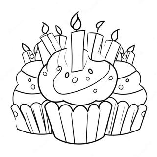 Fodelsedags Cupcake Med Ljus Malarbild 11902 700