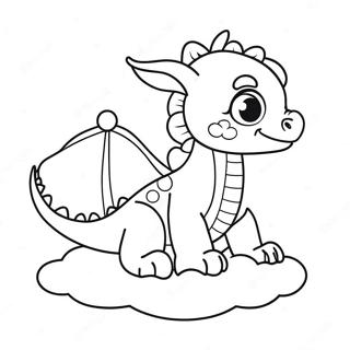 Bedarande Baby Drak Som Sitter Pa Ett Moln Malarbild 119347 54333