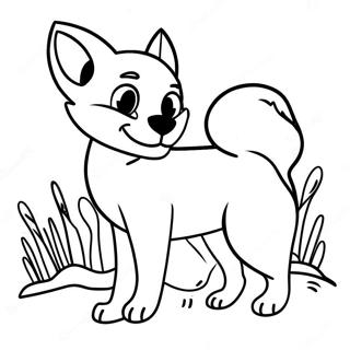 Äventyrlig Räv Och Hund Målarbild Målarbilder