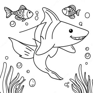 Tigerhaj Med Lekfulla Fiskar Malarbild 121169 55950