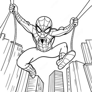 Spiderman Svingar Genom Staden Malarbild 121453 56142
