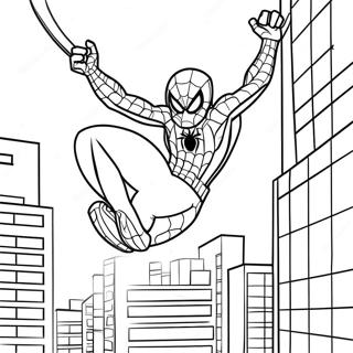 Spiderman Svingar Genom Staden Malarbild 121453 56143