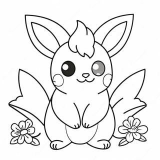 Sot Flareon Med Blommor Malarbild 121758-56377