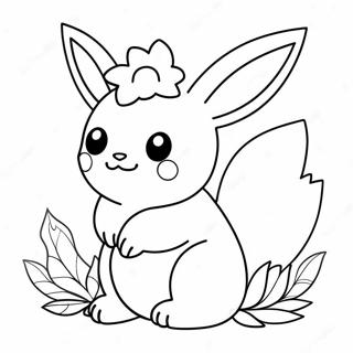 Sot Flareon Med Blommor Malarbild 121758-56378