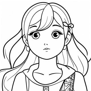 Långhårig Anime Flicka Målarbilder