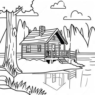 Charmig Stuga Vid Sjon Malarbild 122736 57202