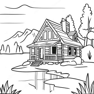 Charmig Stuga Vid Sjon Malarbild 122736 57203