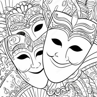 Dramatiska Teatermasker Målarbild Målarbilder