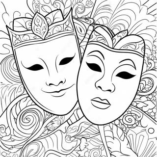 Dramatiska Teatermasker Målarbild Målarbilder