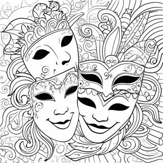 Dramatiska Teatermasker Målarbild Målarbilder