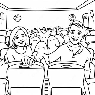 Glad Familj På Bio Målarbild Målarbilder