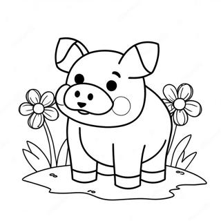 Glad Minecraft Gris Med Blommor Malarbild 126833 60471