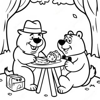 Yogi Bjorn Picknickscen Malarbild 127501-60985