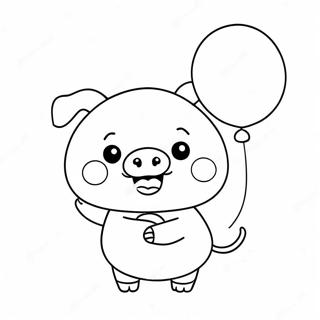 Sot Kawaii Gris Hallande En Ballong Malarbild 127709-61282