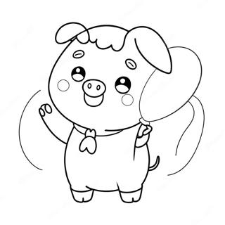 Sot Kawaii Gris Hallande En Ballong Malarbild 127709-61283