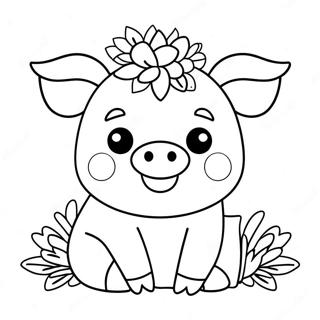 Lekfull Kawaii Gris Med Blomkrans Malarbild 127710-61285