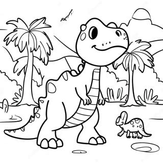 Fargglad Dino Ranch Scen Malarbild 128972 62261