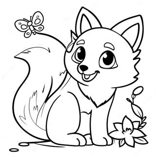 Lekfull Kitsune Med Fjaril Malarbild 129253-62482