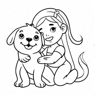 Lekfulla Stora Syster Med En Valp Malarbild 131309-64084