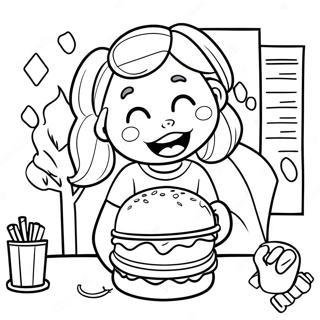 Sam Puckett Ater En Hamburgare Malarbild 131539-64255