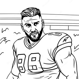 Travis Kelce Med En Fotboll Malarbild 131695 64381