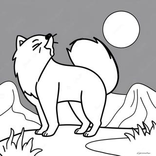 Majestatisk Arktisk Rav Som Ylar Mot Manen Malarbild 131824 64479