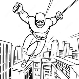 Daredevil Svingar Genom Staden Malarbild 132204-64769