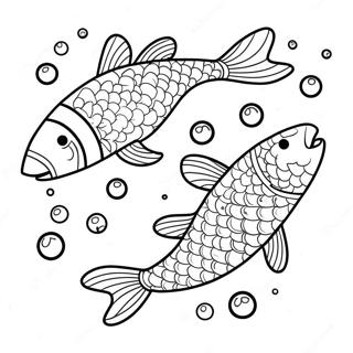 Lekfull Koi Fisk Med Nackrosor Malarbild 132773-65220