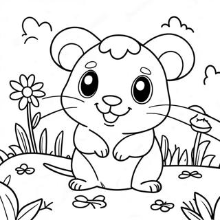 Hamtaro I En Blommig Tradgard Malarbild 133003-65393