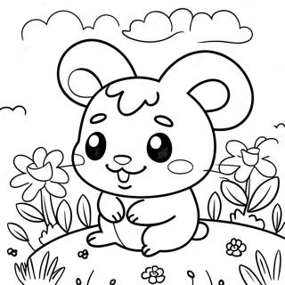 Hamtaro I En Blommig Tradgard Malarbild 133003-65394