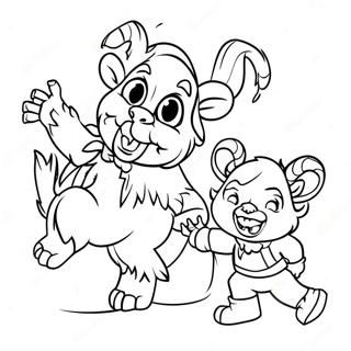 Lekfull Krampus Med Barn Malarbild 133803-66014