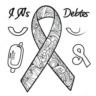 Fargglad Typ 1 Diabetes Ribbons Malarbild 135570-67386