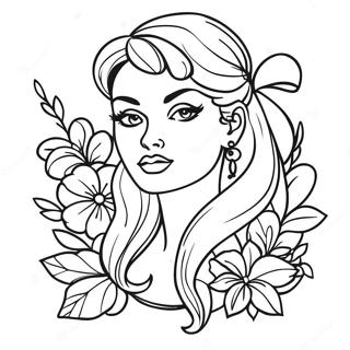 Tatuering Pin Up Tjej Malarbild 135801-67563