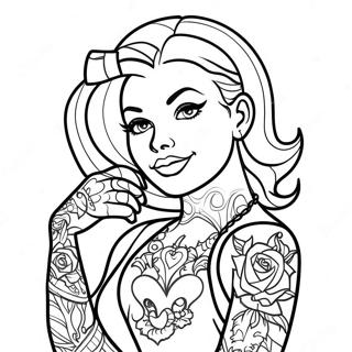 Tatuering Pin Up Tjej Malarbild 135801-67564