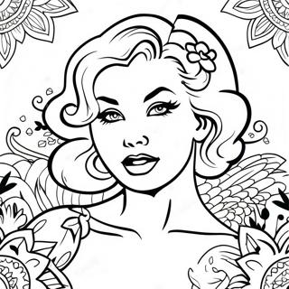 Retro Tatuering Pin Up Stil Malarbild 135803-67570
