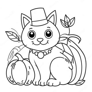 Sot Tacksagelsekatt Med Pumpa Malarbild 136772-68476