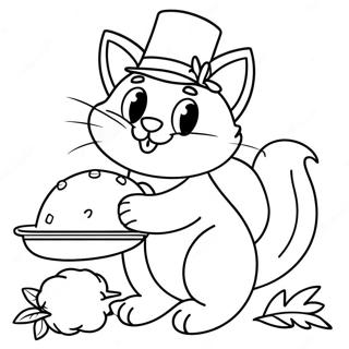 Lekfull Tacksagelsekatt Med Kalkon Malarbild 136773-68329