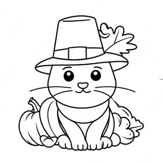 Tacksagelsekatt Med Pilgrimhatt Malarbild 136774-68336