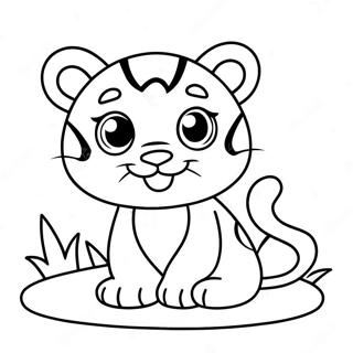 Sot Baby Tiger Lekande Malarbild 137978-69416