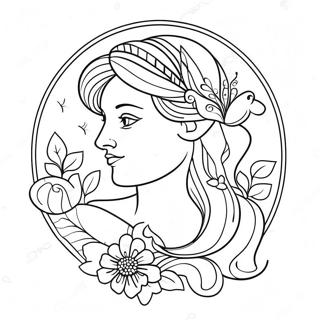 Jungfru Symbol Med Blommor Malarbild 138056 69477