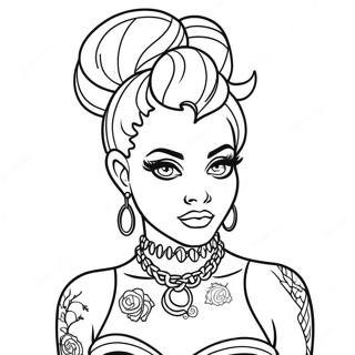 Tuff Punk Disney Prinsessa Med Tatueringar Malarbild 139666-70734