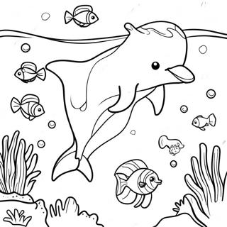 Aventyrlig Delfin Som Utforskar Ett Korallrev Malarbild 14532-3183