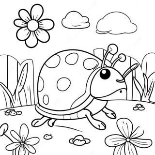 Lekfull Nyckelpiga I En Tradgard Malarbild 15989-3499