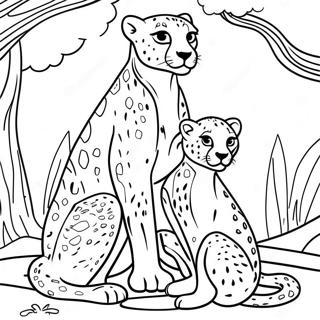 Gepardfamilj Som Leker Malarbild 17888 3907